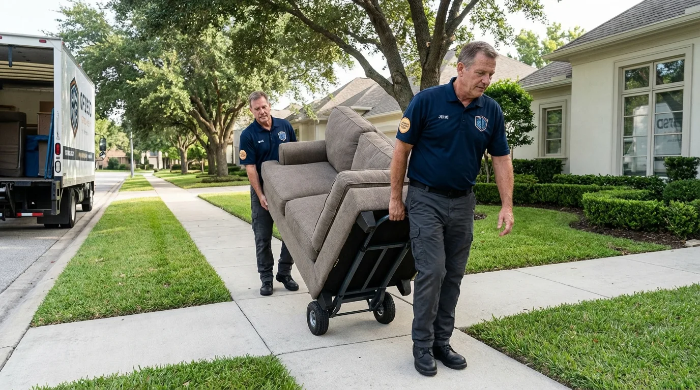 Local residential moving crew loading furniture in Clifton, TN